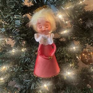 Vintage Cone Shaped Christmas Ornament Praying Girl Angel No Wings Japan MCM